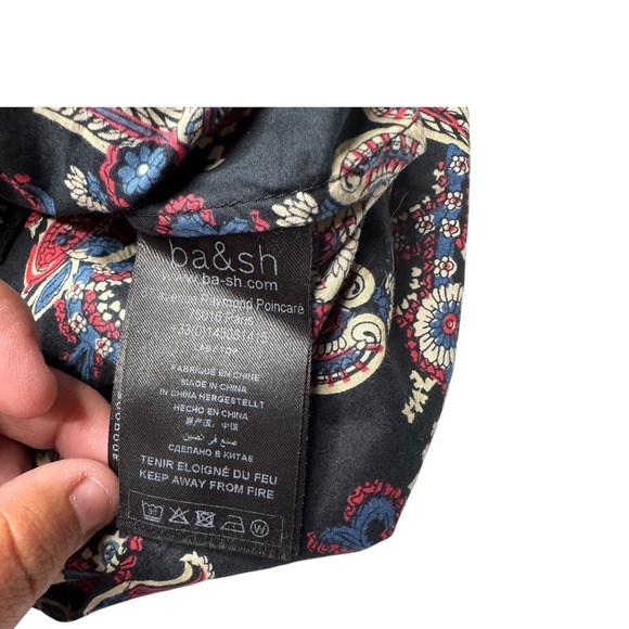 Ba&sh Rym Blouse Paisley black blue red Buttons Career Small - Picture 3 of 7